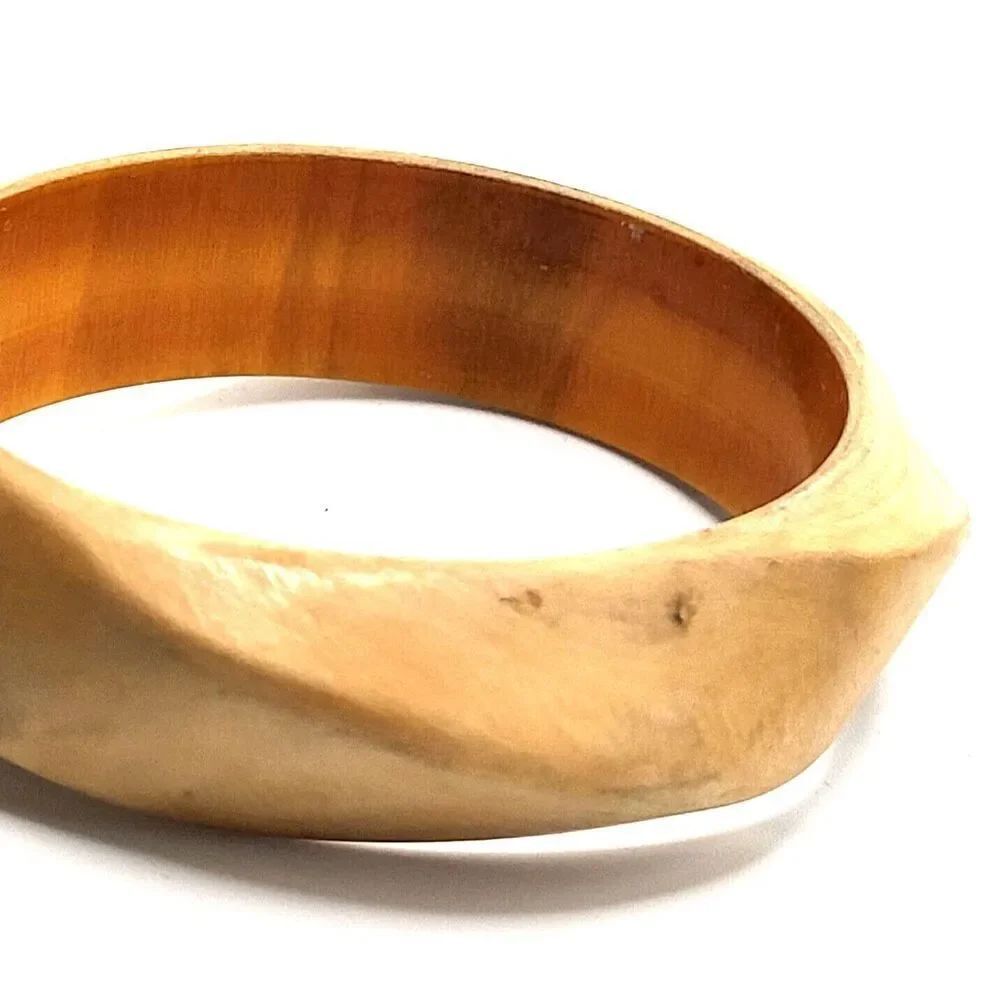 Chunky Bohemian Wooden Wavy Bracelet 2.6in diameter